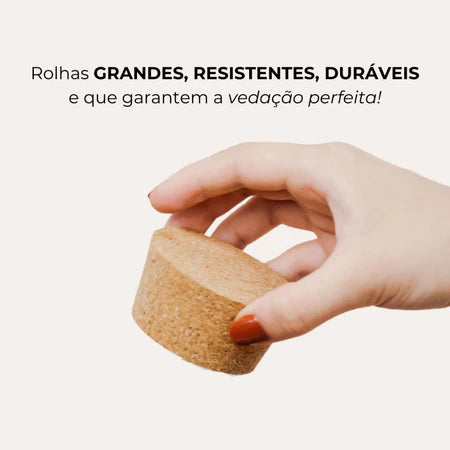 KIT 3 POTES DE VIDRO COM TAMPA ROLHA + ADESIVOS EXCLUSIVOS | ORGANIZAÇÃO E ELEGÂNCIA