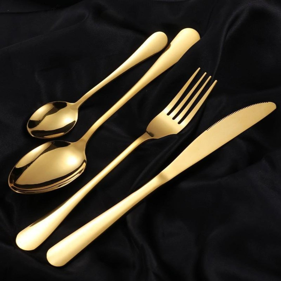 18 Peças Talheres Ouro De Aço Inox