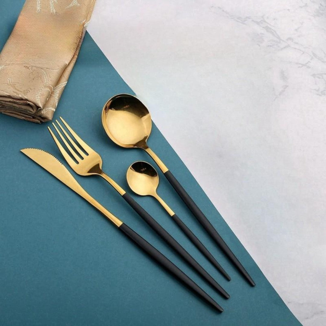 18 Peças Talheres Ouro De Aço Inox
