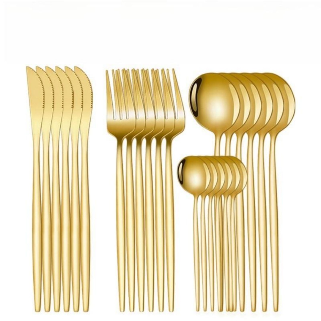 18 Peças Talheres Ouro De Aço Inox