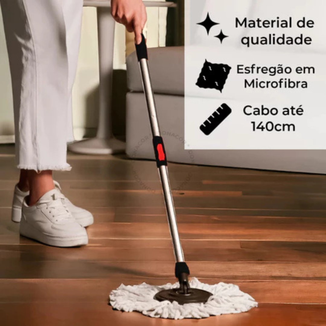 Esfregão giratório Mop com balde, 360° desaguamento automático