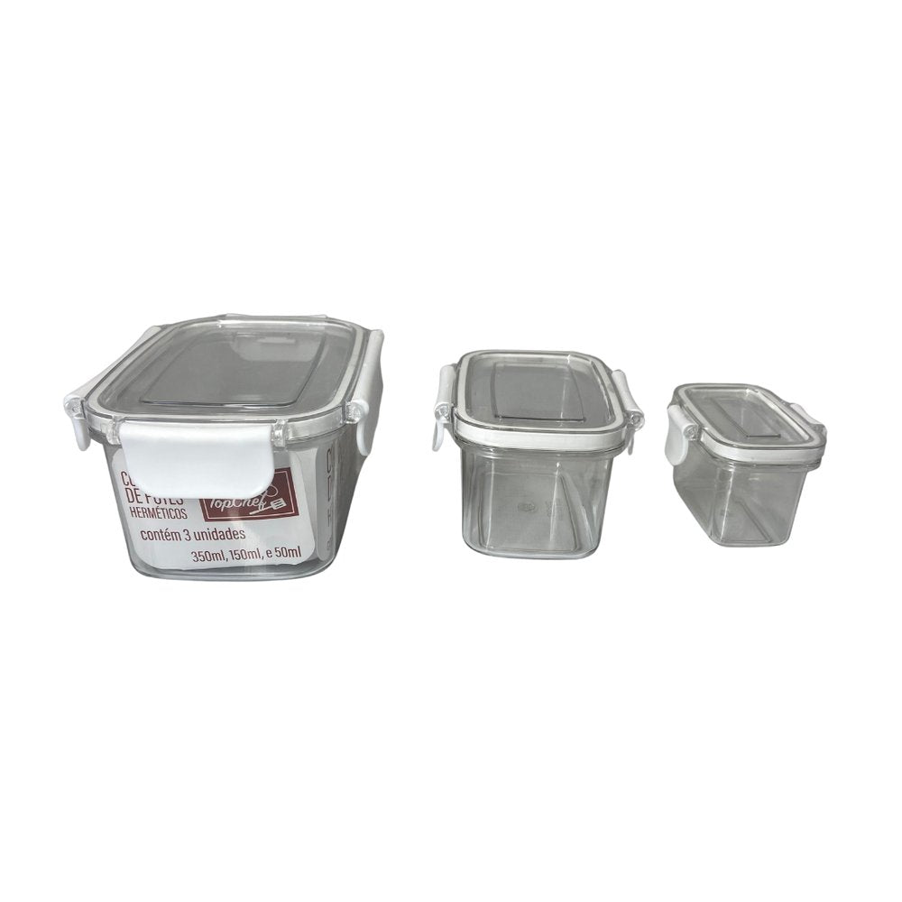 Conjunto 3 Pote Hermético Retangular