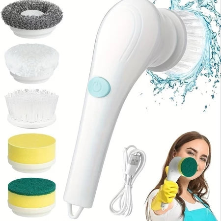 Escova de limpeza elétrica mágica 5 em 1 limpador multifuncional prático sem fio para cozinha/banheiro