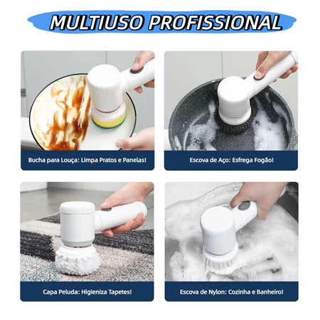 Escova de limpeza elétrica mágica 5 em 1 limpador multifuncional prático sem fio para cozinha/banheiro