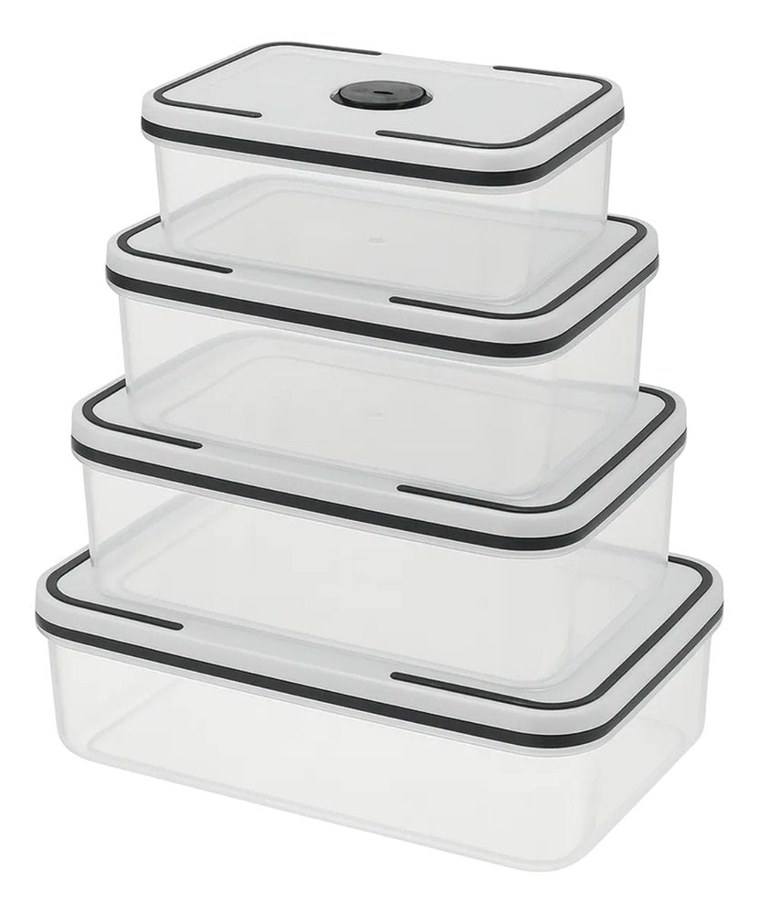Conjunto 4 Potes Herméticos Quadrado de Plástico Com Tampa