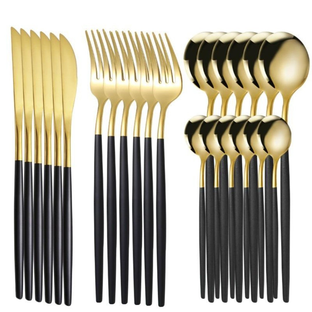 18 Peças Talheres Ouro De Aço Inox