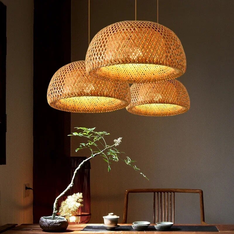 Luminária Pendente de Bambu Rattan Loom