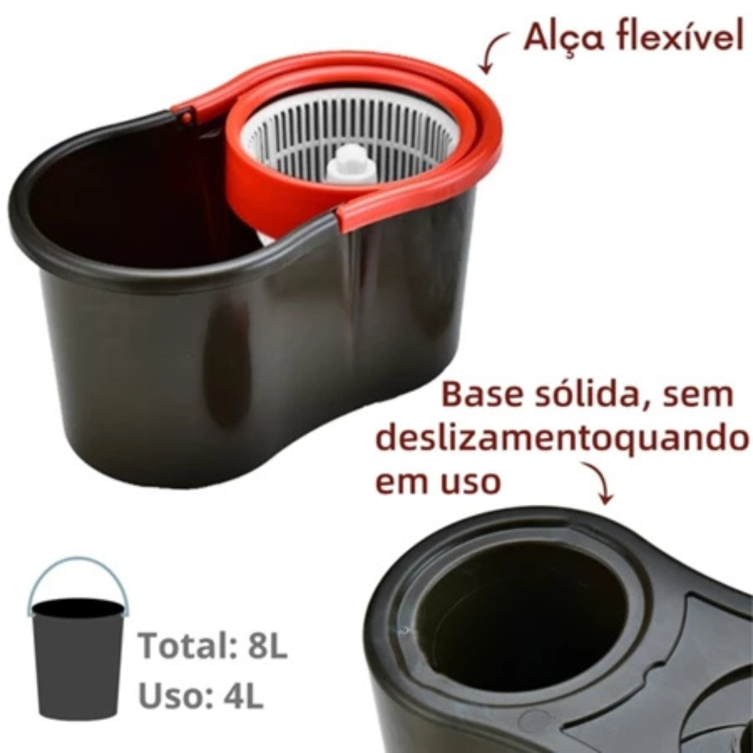 Esfregão giratório Mop com balde, 360° desaguamento automático